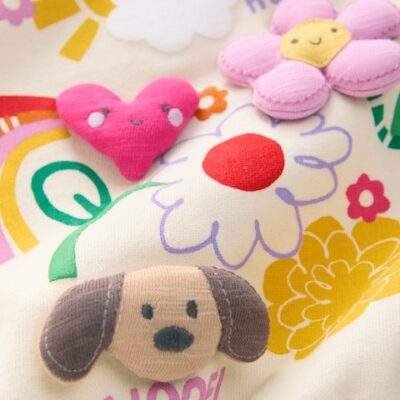 Cream Stripe Padded Characters Sweatshirt and Barrel Leg Joggers Set