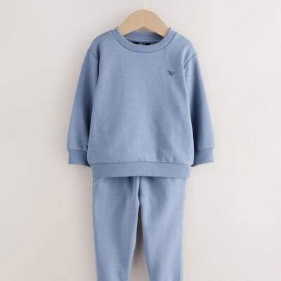 Blue Logo Sweatshirt And Joggers Set