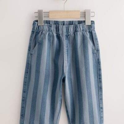 Dark Blue Stripe Pull On Wide Trousers