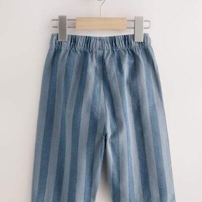 Dark Blue Stripe Pull On Wide Trousers