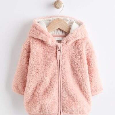 Pink Fleece Baby Hooded Jacket
