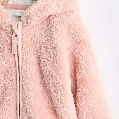 Pink Fleece Baby Hooded Jacket