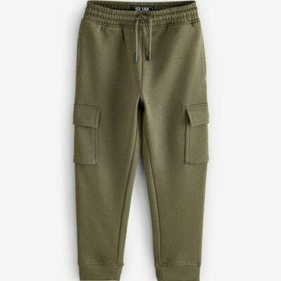 Khaki Green Slim Fit Cargo Rich Joggers