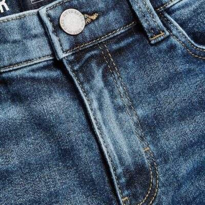 Blue Acid Wash Regular Fit Stretch Jeans