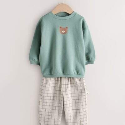 Blue Bear Single Sweatshirt And Stripe Joggers Set