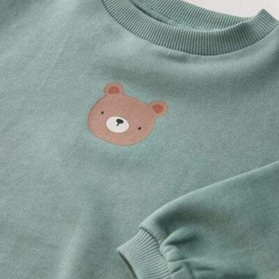 Blue Bear Single Sweatshirt And Stripe Joggers Set