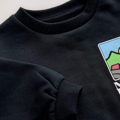 Black Scene Back Printed Crew Neck Jersey Sweatshirt