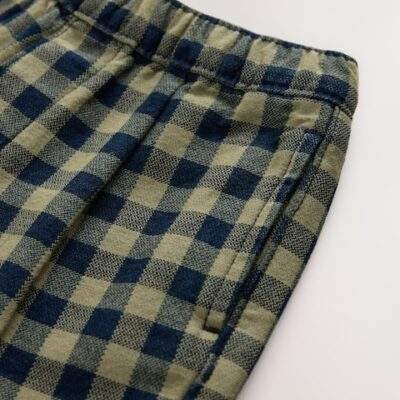 Navy Gingham Barrel Pull On Trousers