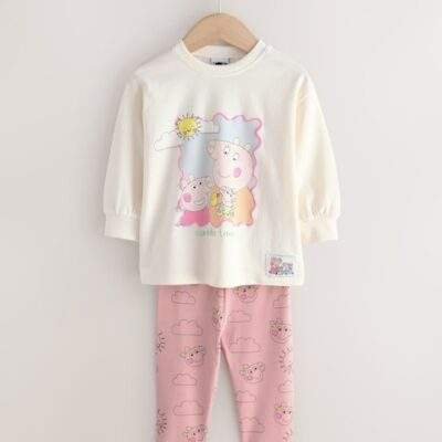 Ecru Pink Peppa Pig and Evie Long Sleeve T-Shirt and Leggings Set