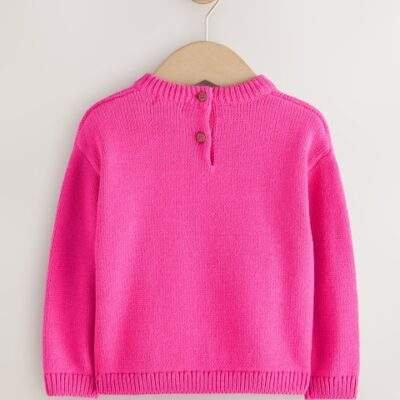 Pink Cherry Embroidered Knitted Jumper