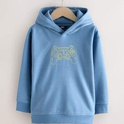 Blue Controller Older Boys Graphic Print Hoodie