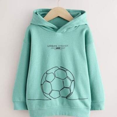 Mint Green Football Older Boys Graphic Print Hoodie