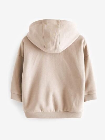 Stone Brown Zip Through Hoodie
