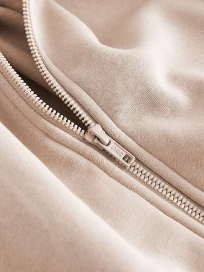 Stone Brown Zip Through Hoodie