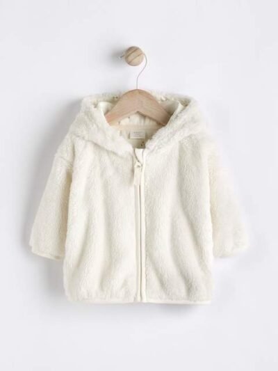 Ecru Fleece Baby Hooded Jacket