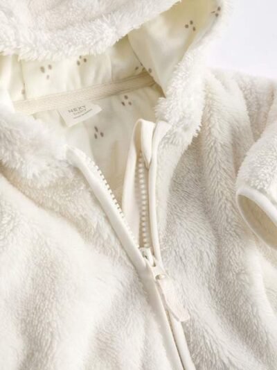 Ecru Fleece Baby Hooded Jacket
