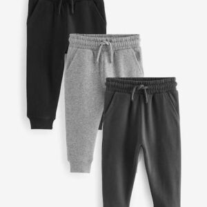 Black/Charcoal/Grey Soft Touch Joggers 3 Pack