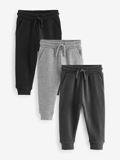Black/Charcoal/Grey Soft Touch Joggers 3 Pack