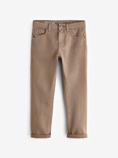 Brown Regular Fit Stretch Jeans