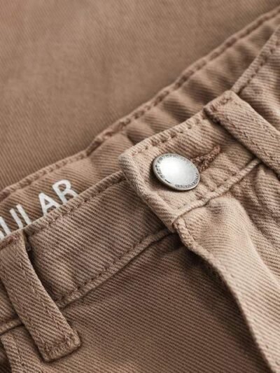 Brown Regular Fit Stretch Jeans