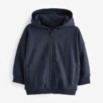 Navy Blue Zip Through Hoodie