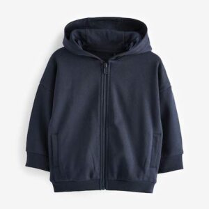 Navy Blue Zip Through Hoodie