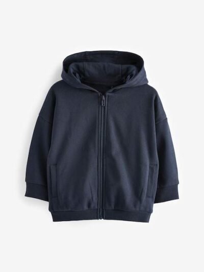 Navy Blue Zip Through Hoodie