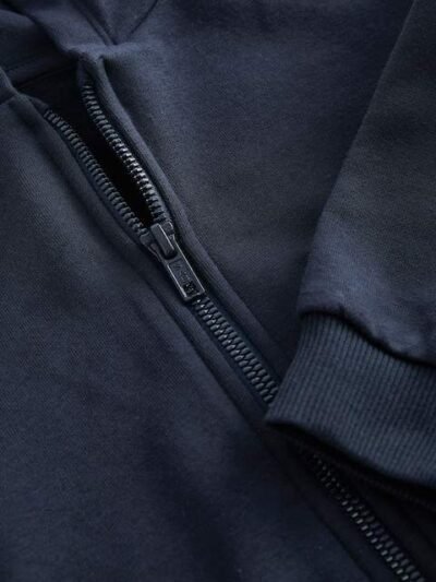Navy Blue Zip Through Hoodie