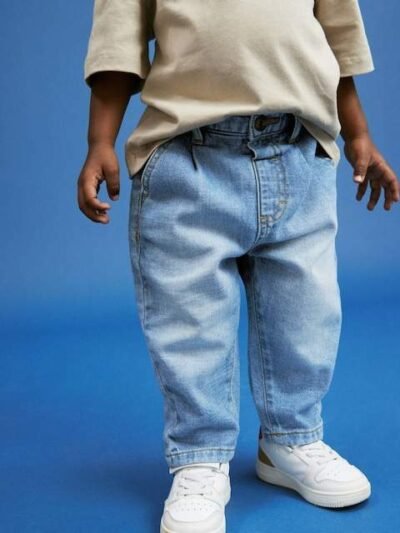 Light Blue Denim Pleat Front Jeans