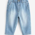 Light Blue Denim Pleat Front Jeans