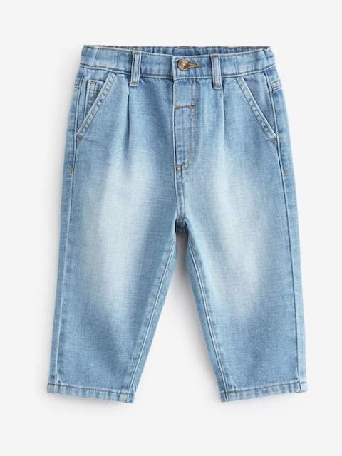 Light Blue Denim Pleat Front Jeans