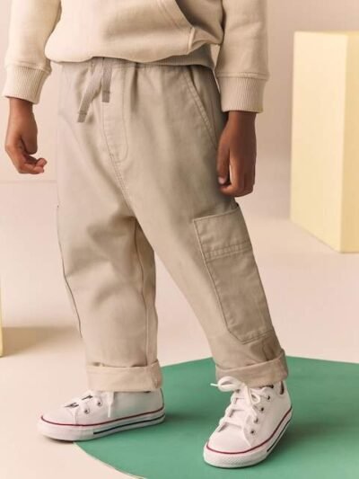 Neutral Cream Side Pocket Pull On Trousers