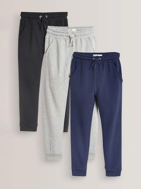 Navy Blue/Grey/Black 3 Pack Soft Jersey Regular Fit Joggers