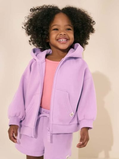 Lilac Purple Zip Through Hoodie