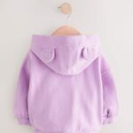 Lilac Purple Zip Through Hoodie
