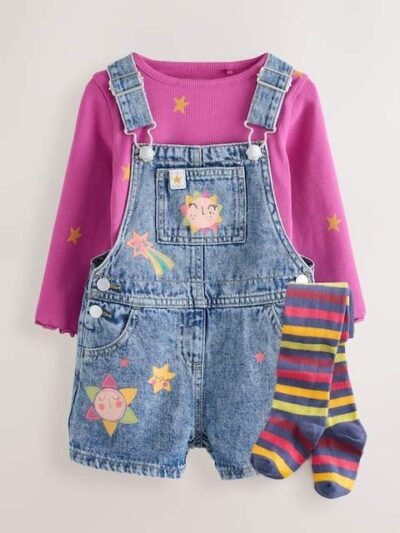 Denim Cosmic Dungarees Set