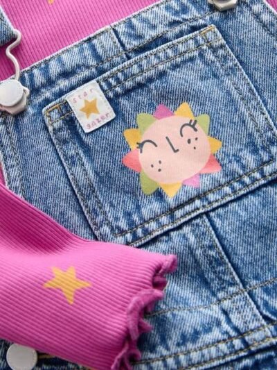 Denim Cosmic Dungarees Set