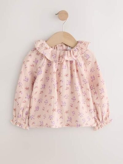 Green Floral Print Corduroy Dungarees Blouse and Tights Set