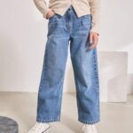 Mid Denim Blue Wide Leg Jeans