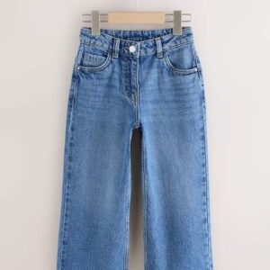 Mid Denim Blue Wide Leg Jeans