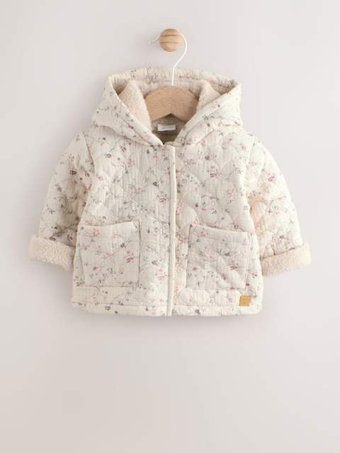 Ecru Floral Baby Crinkle Jersey Coat