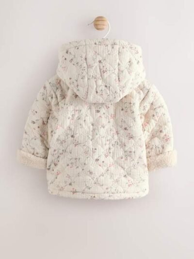 Ecru Floral Baby Crinkle Jersey Coat