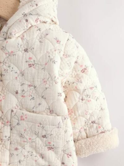 Ecru Floral Baby Crinkle Jersey Coat