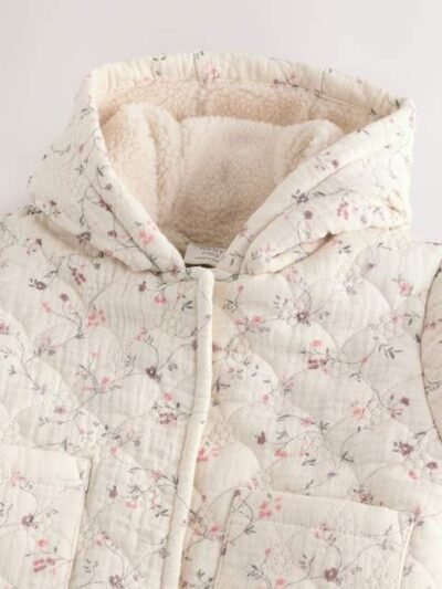 Ecru Floral Baby Crinkle Jersey Coat