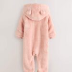 Pink Fleece Baby Pramsuit
