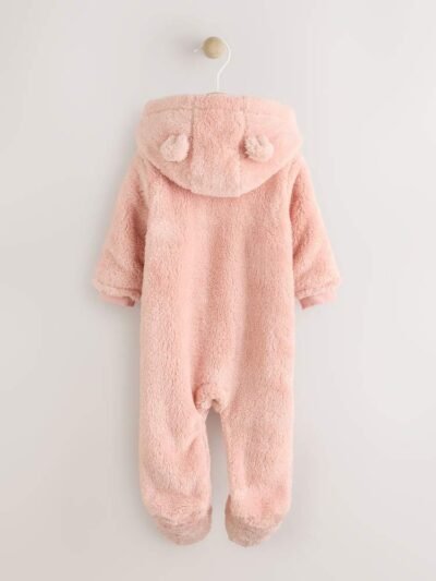 Pink Fleece Baby Pramsuit