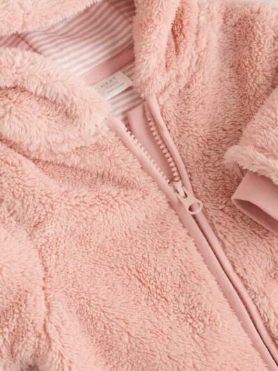 Pink Fleece Baby Pramsuit