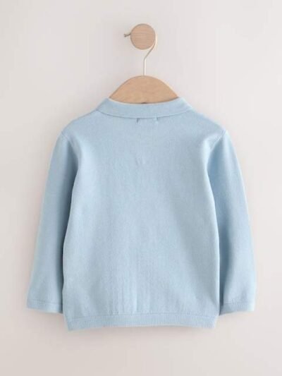 Blue Cable Knit Polo Shirt