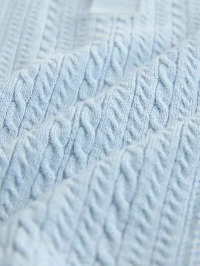 Blue Cable Knit Polo Shirt