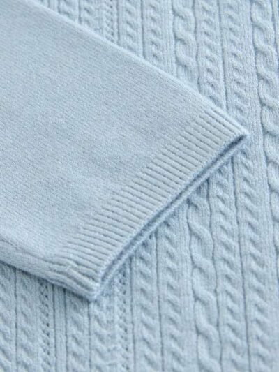 Blue Cable Knit Polo Shirt